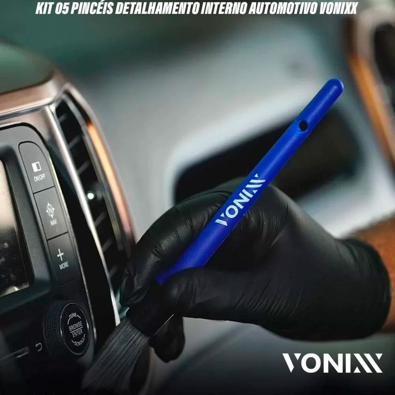 Kit 05 Pincéis Vonixx Pincel Detalhamento Automotivo Interno