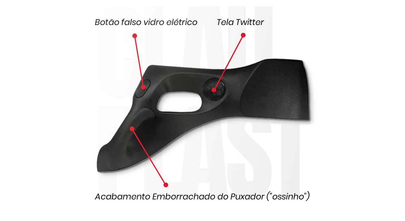 puxador interno porta vectra 1997 2005 com tela do tweeter ossinho emborrachado e botao falso